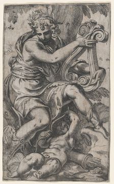 Cupid and Apollo with a lyre, ca. 1568., ca. 1568. Creator: Paolo Farinati