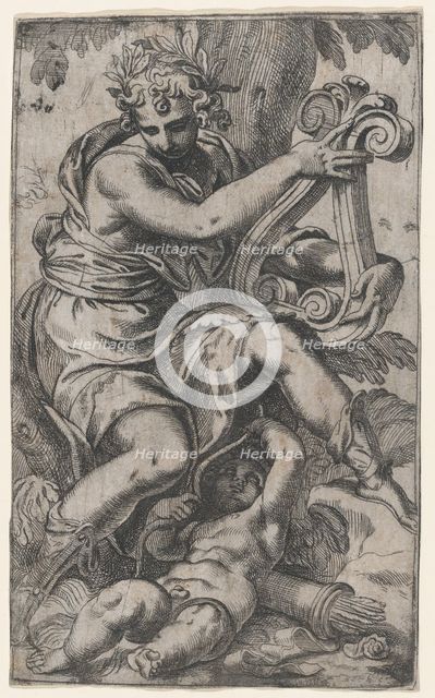 Cupid and Apollo with a lyre, ca. 1568., ca. 1568. Creator: Paolo Farinati.