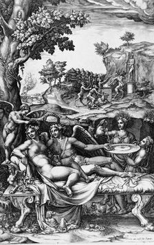 Cupid and Psyche, 1574. Creators: Giorgio Ghisi, Giulio Romano