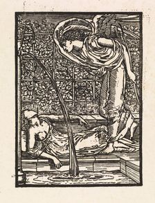 Cupid and Psyche - Cupid finding Psyche asleep in the Garden, 1880. Creator: Sir Edward Coley Burne-Jones