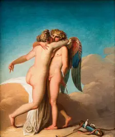 Cupid and Psyche embrace each other