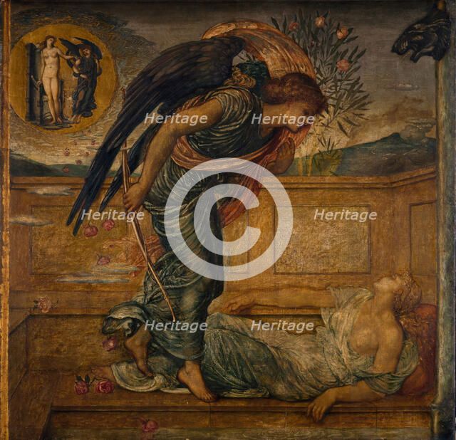 Cupid and Psyche - Palace Green Murals - Cupid Finding Psyche Asleep by a Fountain, 1881. Creator: Sir Edward Coley Burne-Jones.