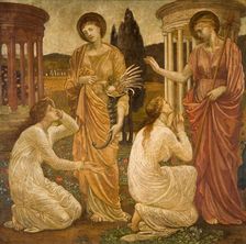 Cupid and Psyche - Palace Green Murals - Psyche at the Shrines of Juno and Ceres, 1881. Creator: Sir Edward Coley Burne-Jones