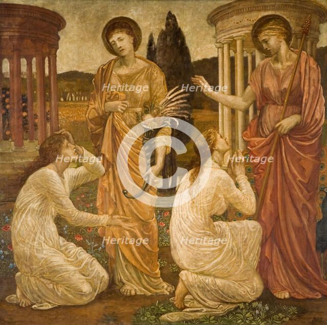Cupid and Psyche - Palace Green Murals - Psyche at the Shrines of Juno and Ceres, 1881.  Creator: Sir Edward Coley Burne-Jones.