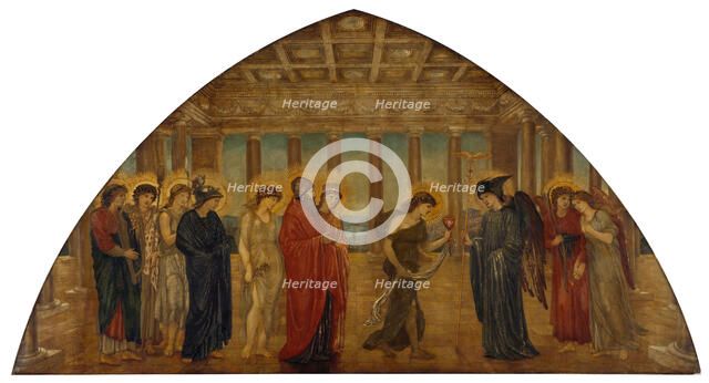 Cupid and Psyche - Palace Green Murals - Psyche entering the Portals of Olympus, 1881. Creator: Sir Edward Coley Burne-Jones.