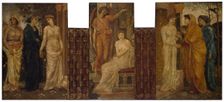 Cupid and Psyche - Palace Green Murals - Psyche's Sisters visit her at Cupid's House, 1881. Creator: Walter Crane