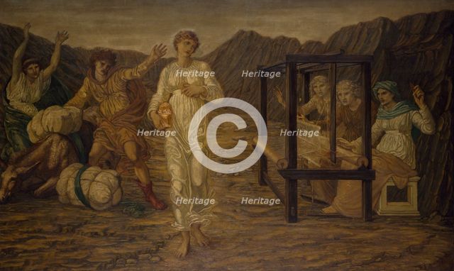 Cupid and Psyche - Palace Green Murals - Psyche set by Venus the Task, 1881. Creator: Walter Crane.