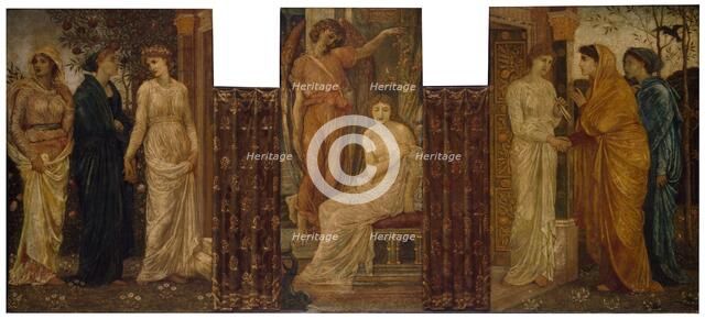 Cupid and Psyche - Palace Green Murals - Psyche's Sisters visit her at Cupid's House, 1881. Creator: Walter Crane.