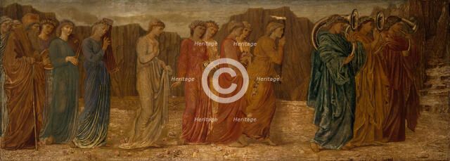 Cupid and Psyche - Palace Green Murals - The King and other Mourners abandon Psyche...,1881. Creator: Sir Edward Coley Burne-Jones.