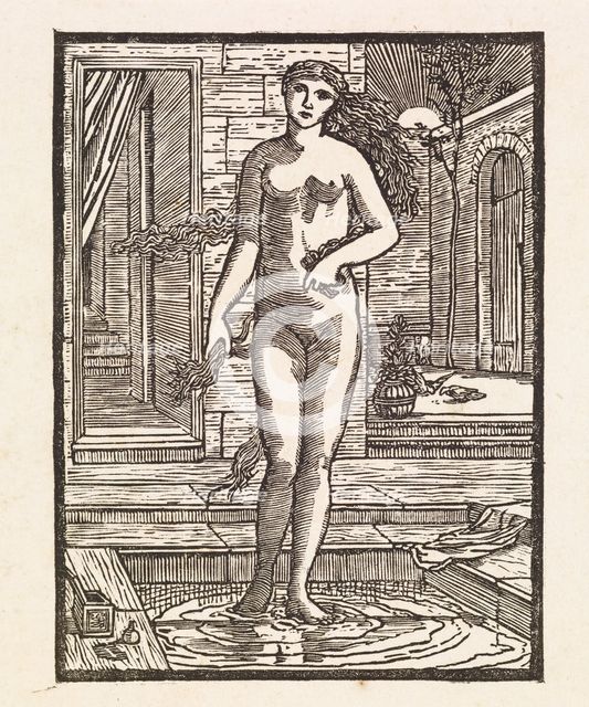 Cupid and Psyche - Psyche at the Bath, 1880. Creator: Sir Edward Coley Burne-Jones.