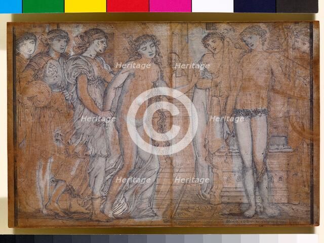 Cupid and Psyche - Psyche in the presence of Venus - Uncut woodblock, 1865. Creator: Sir Edward Coley Burne-Jones.