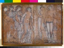 Cupid and Psyche - Psyche in the presence of Venus - Uncut woodblock, 1865. Creator: Sir Edward Coley Burne-Jones