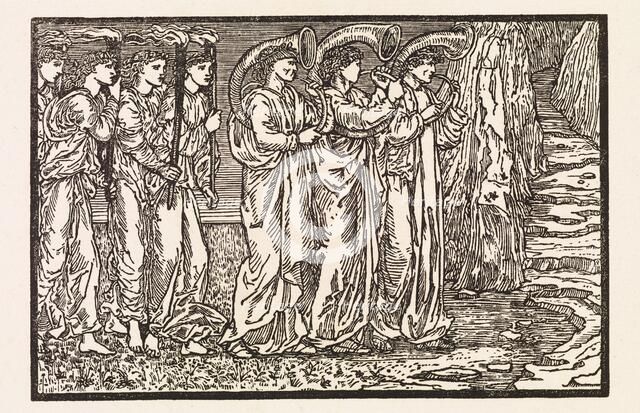 Cupid and Psyche - Procession of Musicians and Torchbearers accompanying Psyche to the..., 1880. Creator: Sir Edward Coley Burne-Jones.