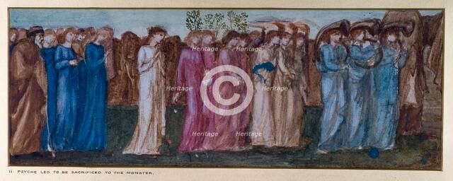 Cupid and Psyche - Study for the Palace Green Mural - The King and Mourners, 1872. Creator: Sir Edward Coley Burne-Jones.