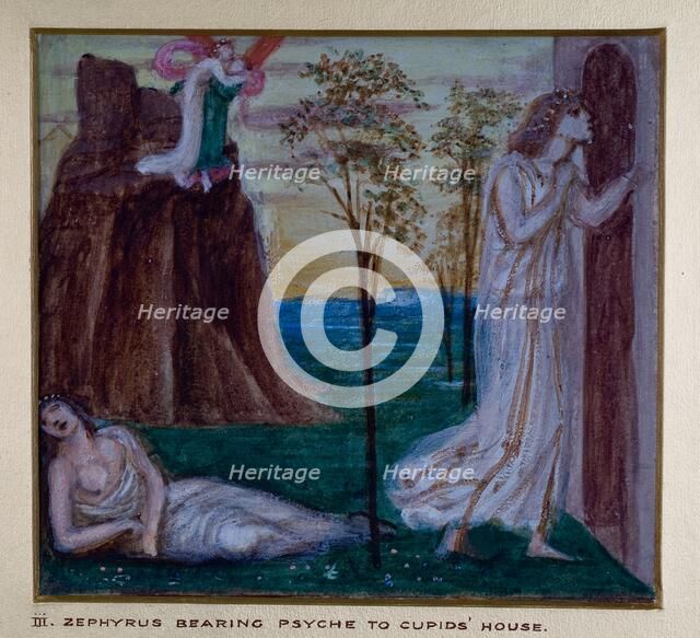 Cupid and Psyche - Study for the Palace Green Mural - Zephyrus bearing Psyche, 1872. Creator: Sir Edward Coley Burne-Jones.