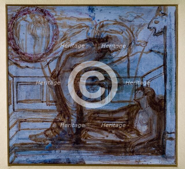 Cupid and Psyche - Study for the Palace Green Mural - Cupid finding Psyche, 1872. Creator: Sir Edward Coley Burne-Jones.