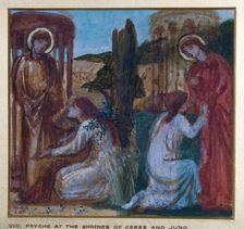 Cupid and Psyche - Study for the Palace Green Mural - Psyche at the Shrines of Ceres and Juno, 1872. Creator: Sir Edward Coley Burne-Jones