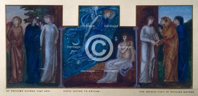 Cupid and Psyche - Study for the Palace Green Mural - Psyche's Sisters visit her at Cupid's... 1872. Creator: Sir Edward Coley Burne-Jones.