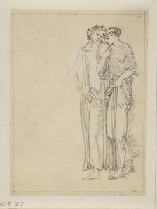 Cupid and Psyche - Study of Two Figures, 1865. Creator: Sir Edward Coley Burne-Jones