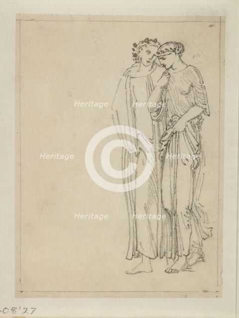 Cupid and Psyche - Study of Two Figures, 1865. Creator: Sir Edward Coley Burne-Jones.
