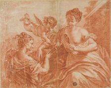 Cupid and Two Women Lighting a Torch, n.d. Creator: Unknown