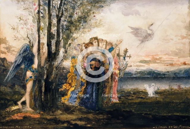 Cupid and the Muses. Artist: Moreau, Gustave (1826-1898)