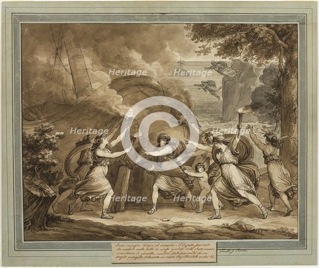 Cupid Advises Calypso to Set  Fire to Mentor’s Ship, from The Adventures of..., 1808. Creator: Bartolomeo Pinelli.