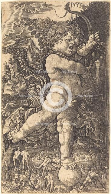Cupid Balancing on a Globe, 1533. Creator: Master H.L..