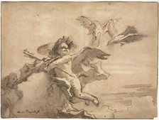 Cupid Blindfolded and Two Doves, 1757 or after. Creator: Giovanni Domenico Tiepolo (Italian, 1727-1804)