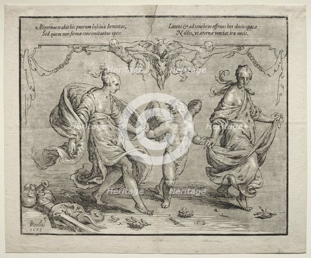 Cupid dancing with two allegorical women, 1612. Creator: Paulus Moreelse (Dutch, 1571-1638).