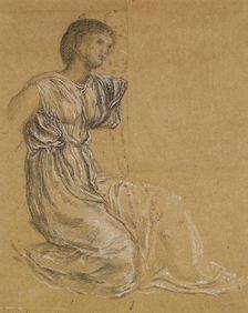 Cupid delivering Psyche - Drapery Study for Psyche, 1865-66. Creator: Sir Edward Coley Burne-Jones