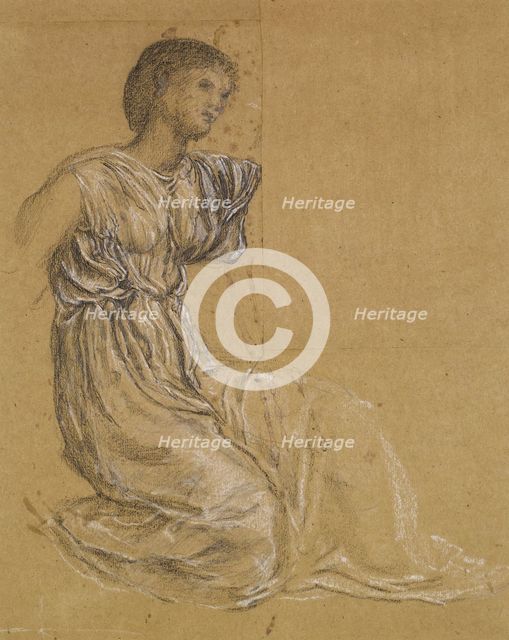 Cupid delivering Psyche - Drapery Study for Psyche, 1865-66. Creator: Sir Edward Coley Burne-Jones.