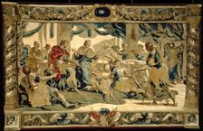 Cupid disguised as Aeneas's son, presents gifts to Dido, 1679. Creator: Giovanni Francesco Romanelli (Italian, 1610-1662); Michael Wauters (Flemish, 1679)