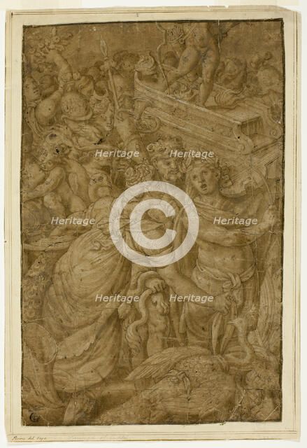 Cupid in Triumphal Chariot, Accompanied by Gods and Goddesses, n.d. Creator: Unknown.