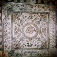 Cupid on Dolphin mosaic, Fishbourne Roman Villa, Sussex