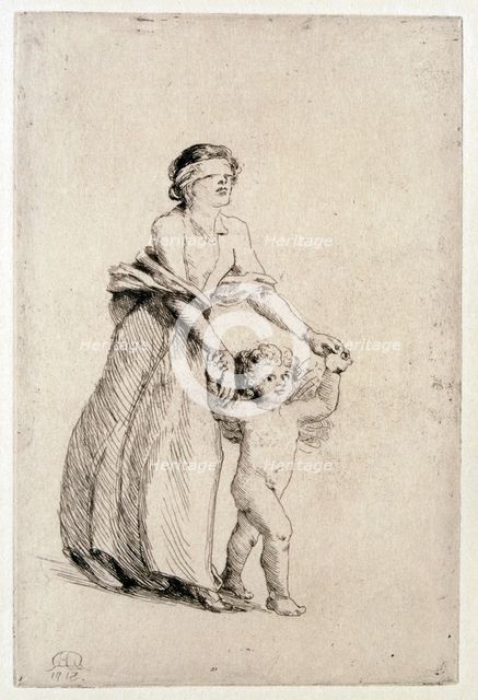 'Cupid leading a Blindfolded Girl', 1912. Artist: Anna Lea Merritt