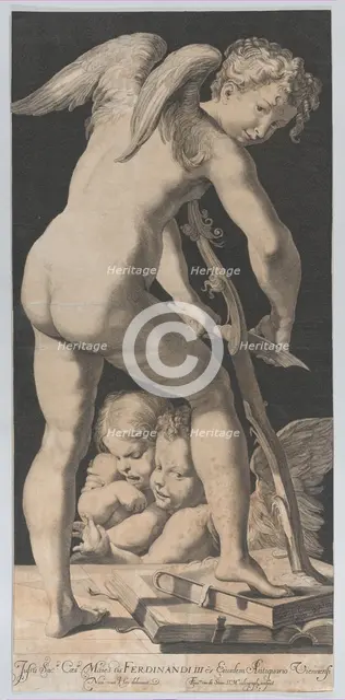 Cupid sharpening his bow, 1645-72. Creator: Franciscus van der Steen.