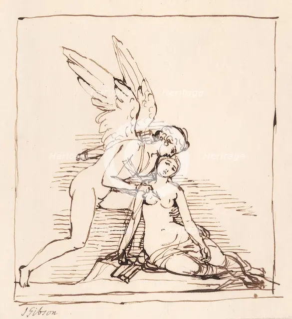 Cupid piercing Psyche with an arrow, c1820s. Creator: John Gibson.