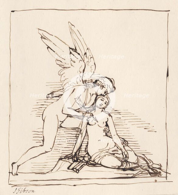 Cupid piercing Psyche with an arrow, c1820s. Creator: John Gibson.