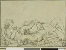 Cupid Playing Flute and Sleeping Shepherd, n.d. Creator: Richard Cosway