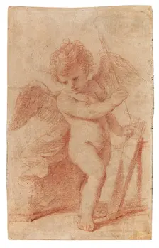 Cupid putting an arrow away in his quiver. Creator: Guercino (1591-1666)
