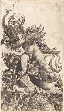 Cupid Riding a Snail over Fungus Vegetation, probably c. 1533. Creator: Master H.L.