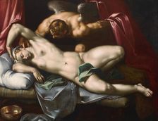 Cupid visiting Psyche at Night, ca 1590. Creator: Bloemaert, Abraham (1566-1651)