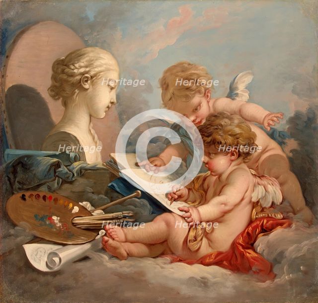 Cupids. Allegory of Painting, 1760. Creator: Francois Boucher.