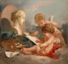 Cupids. Allegory of Painting, 1760. Creator: Francois Boucher