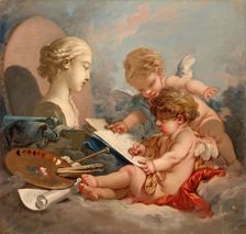 Cupids. Allegory of Painting, 1760. Creator: Francois Boucher