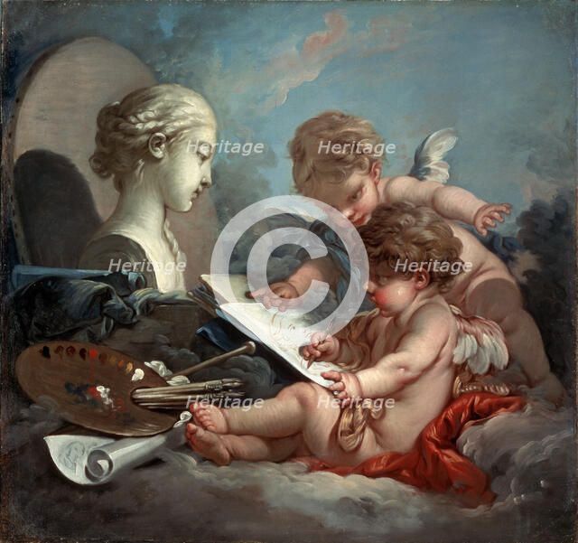 'Cupids', allegory of painting, 1760s.  Artist: François Boucher