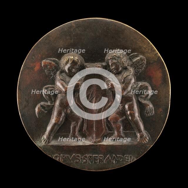 Cupids Holding the Arms of the Bentivogli [reverse]. Creator: Sperandio Savelli.