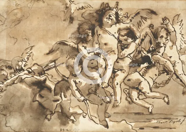 Cupids in flight. Creator: Giovanni Domenico Tiepolo.
