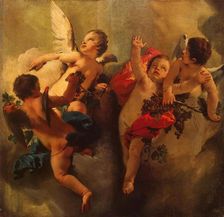 Cupids with Grapes. Series "Four Seasons", 1740s. Creator: Tiepolo, Giambattista (1696-1770)